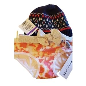 3 baby girl's iteams head band beanie underwear blue gray orange